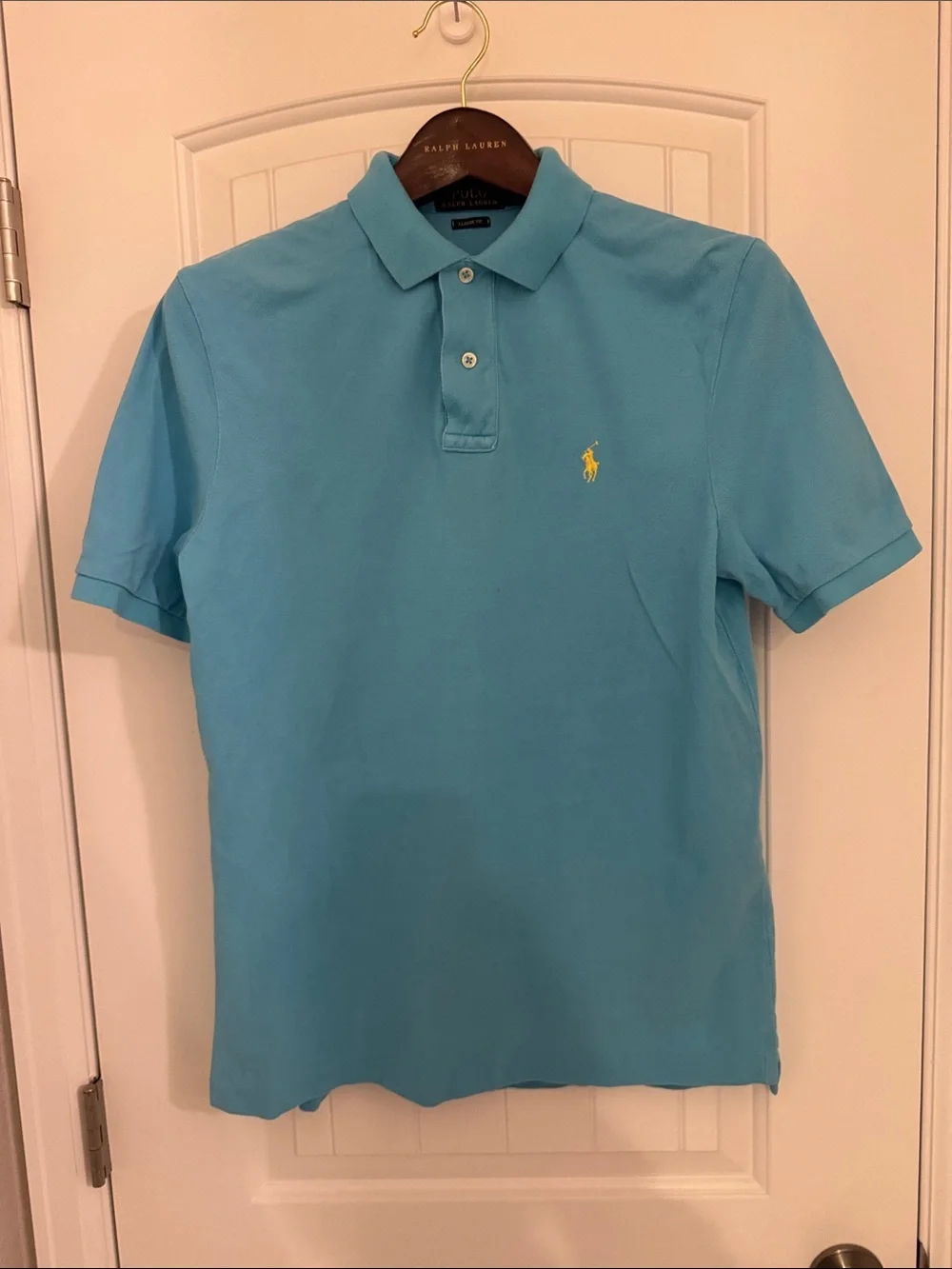 Ralph Lauren Men’s Aqua Polo with Yellow Pony Logo